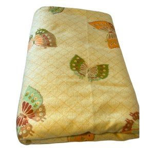 Vintage Lady Pepperell Polyester Butterfly Yellow Blanket Large Thick